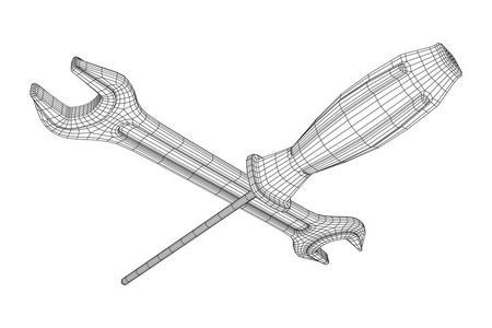 扳手和螺丝刀。扳手修复工具