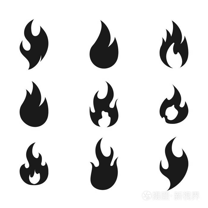 火焰标志图标设置9插画-正版商用图片18y0eg-摄图新视界