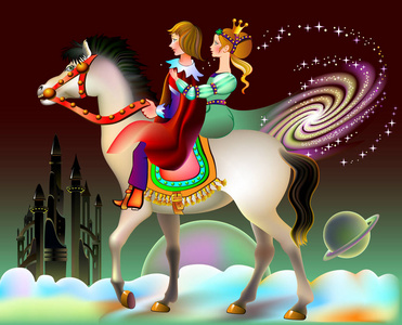 儿童童话书封面. 结婚祝福的明信片. 现代印刷品. 矢量卡通形象.照片