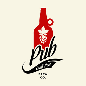 现代工艺啤酒饮料矢量标志标志酒吧商店啤酒厂或啤酒厂隔离在光背景.