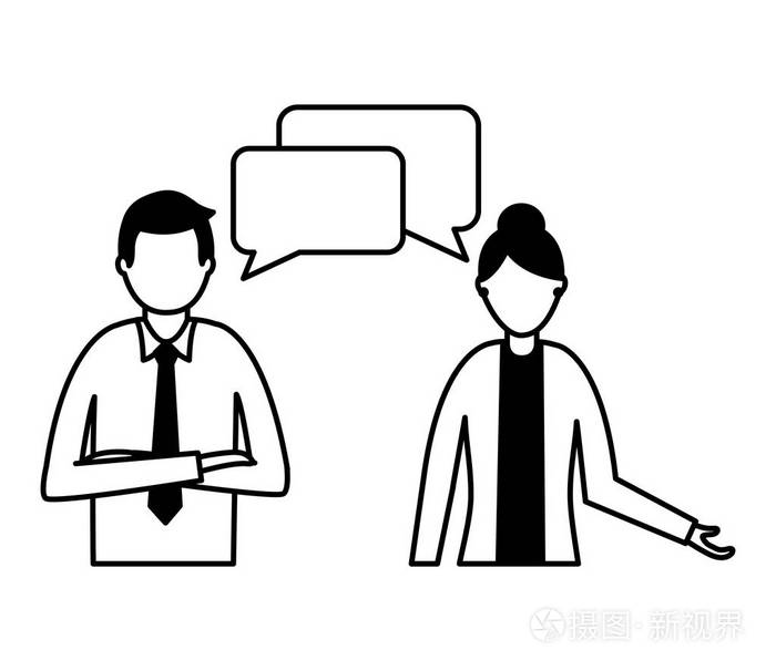 商务男女谈话矢量插图插画-正版商用图片18y2g4-摄图新视界
