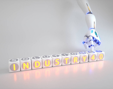 机器人手显示工业4.0标志人工智能概念3D渲染