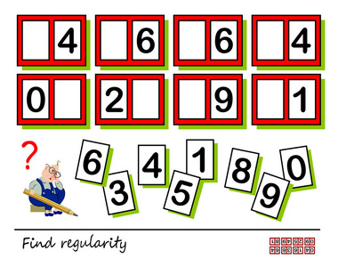 儿童和成人的逻辑益智游戏.需要为所有的数字找出规律和位置.