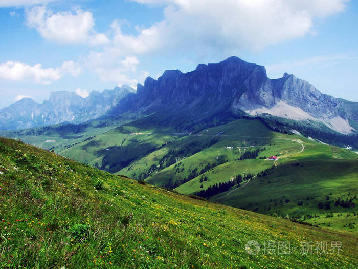 瑞士圣加伦州阿尔普斯州rtikon山脉的girenspitz和gauschla山