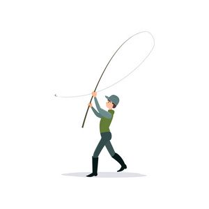 渔民投掷钓鱼竿, 男费舍尔性格向量插图