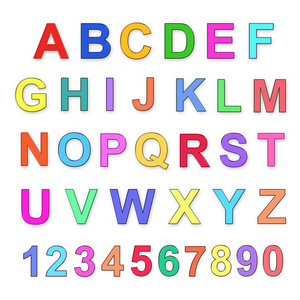 s multicolored alphabet and numbers