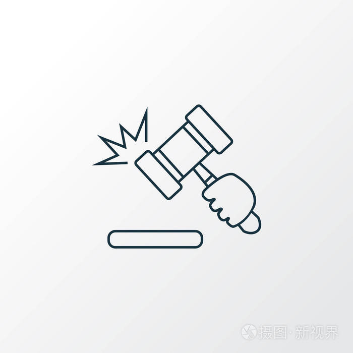 插画 拍卖图标线符号.时尚风格的优质分离木槌元素.eps