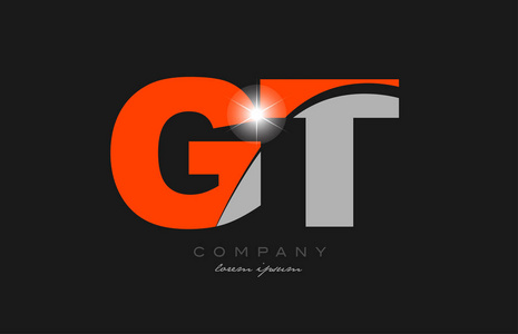 组合字母gtgt在灰色橙色字母表标志图标设计适合公司或企业照片