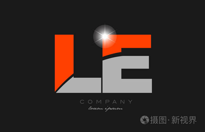 组合字母lele在灰色橙色字母表标志图标设计适合公司或企业