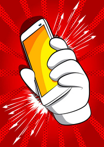 手拿手机卡通图片