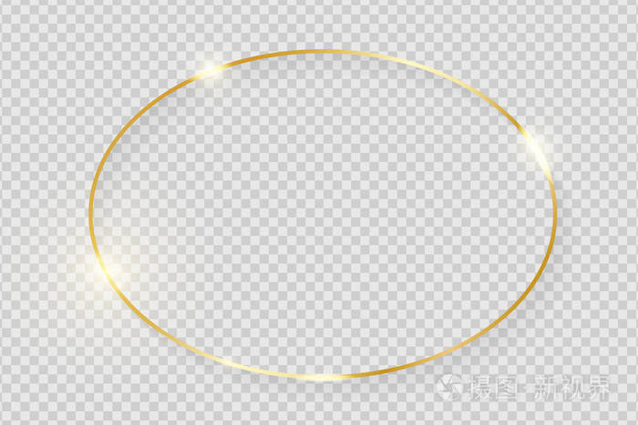 黄金豪华现实椭圆形边界. 矢量插图