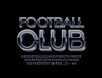 矢量莫德伦标签足球俱乐部与银色和黑色字体。 3D时尚字母数字和符号