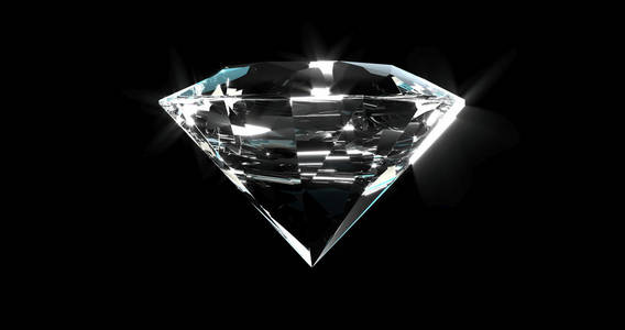 美丽闪亮的钻石, 明亮的孤立在黑色的背景。透明或透明的钻石, 特写镜头。珠石。3d 渲染插图