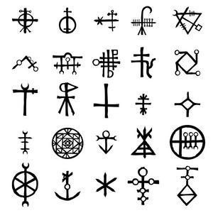 信星神秘的设置与魔法圆圈五角星和想象的脉轮符号.