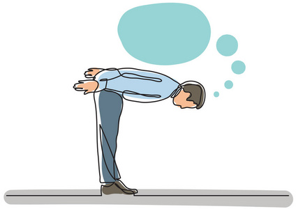 鞠躬图标商务人员鞠躬的连续画线照片