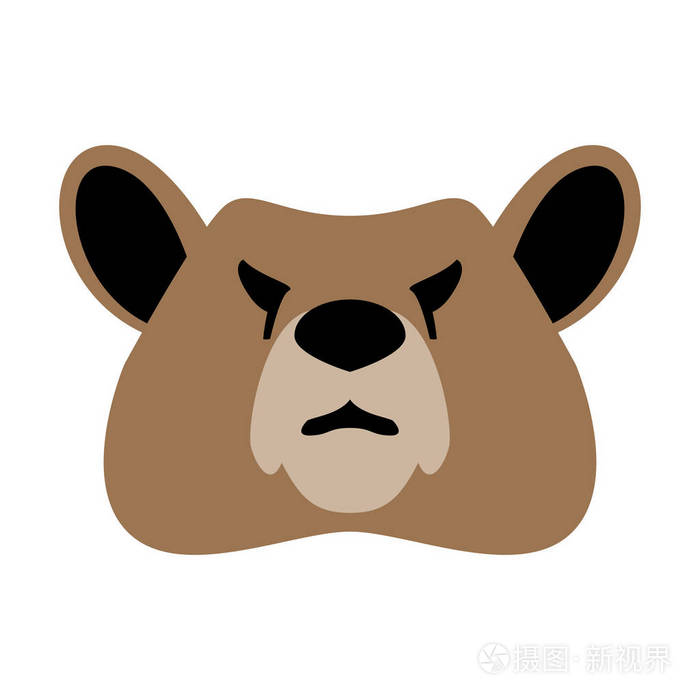熊脸, 矢量插图, 前面的视图