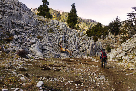 石山风景沿 lycian 方式, 土耳其