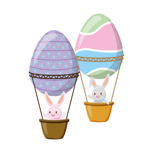 兔子飞气球鸡蛋篮子插图