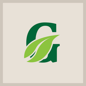绿色标志生态字母图标树叶字体符号自然字母设计标志