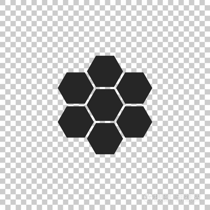 在透明背景上隔离的蜂窝标志图标蜂蜜符号美味的天然食物扁平设计矢量