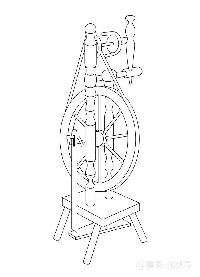 纺车矢量插图孤立在白色背景上可用于平面设计纺织品设计或网页设计