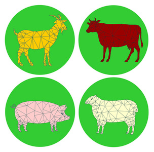 农场动物现代集图矢量图EPS10