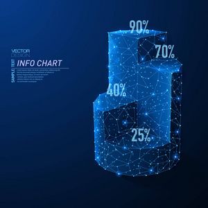 三维饼图信息图的抽象多边形光