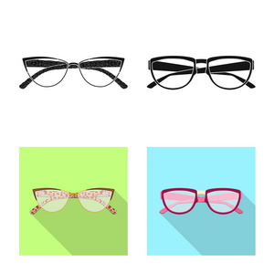 眼镜和框架符号的矢量插图。用于 web 的眼镜和附件股票符号集