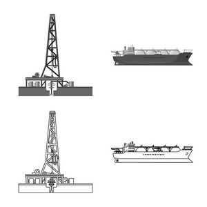 油和气图标的矢量例证。石油和汽油库存的收集向量例证
