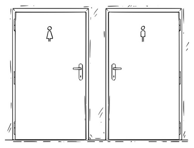 合生门卡通厕所或卫生间门与男人和女人的符号照片