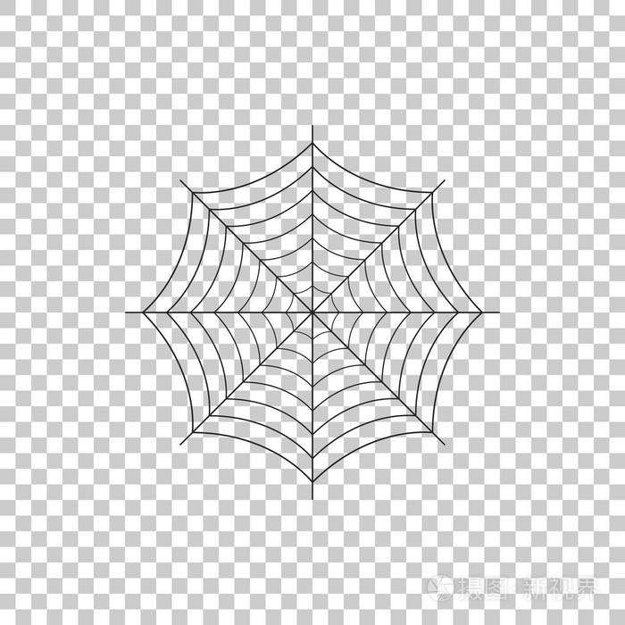 在透明背景上隔离的蜘蛛web图标蜘蛛网标志扁平设计矢量插图