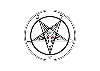 baphomet原山羊五角星载体分离或白色背景照片