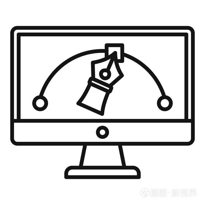 建筑师绘制计算机图标, 轮廓样式插画-正版商用图片18zedb-摄图新视界