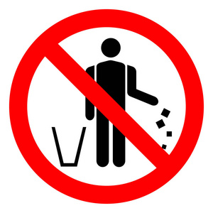 垃圾桶标志禁止向垃圾桶扔垃圾的禁止标志.