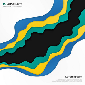 抽象的现代波浪图案风格的彩色剪纸背景。 用对比颜色呈现广告海报封面卡。 向量eps10