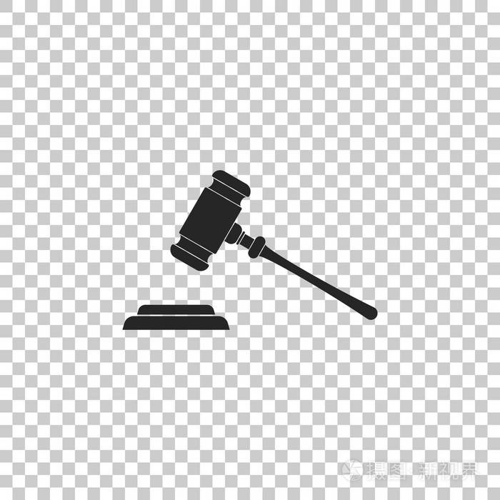 插画 商业金融 法官gavel 图标隔离在透明的背景.