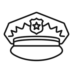 警徽警帽警帽图标, 简单的风格可爱的卡通警察可爱的警帽孤立图标警帽