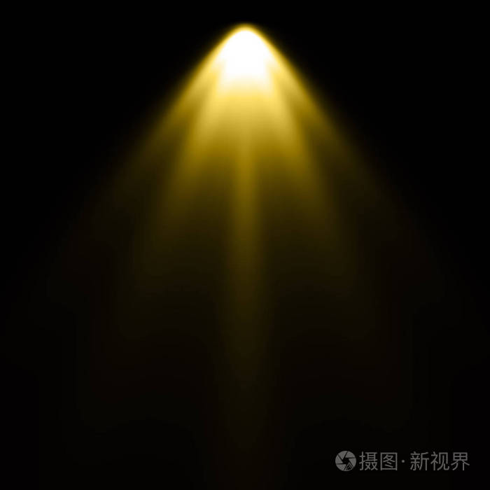 黑色背景聚光灯背景下的黄光