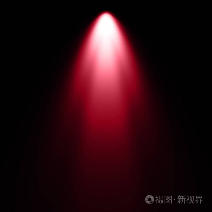 黑色背景聚光灯背景下的红光