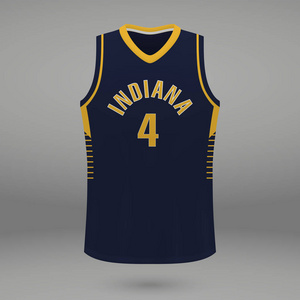 现实运动衬衫印第安纳步行者球衣模板篮球套件。 矢量插图