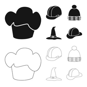 服装和帽子标志的向量例证。一套用于网络的服装和贝雷帽库存符号
