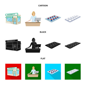 零售和医疗保健图标的独立对象。一套零售和健康矢量图标的股票