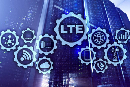 lte, 无线商务互联网和虚拟现实概念。基于服务器背景的信息通信技术