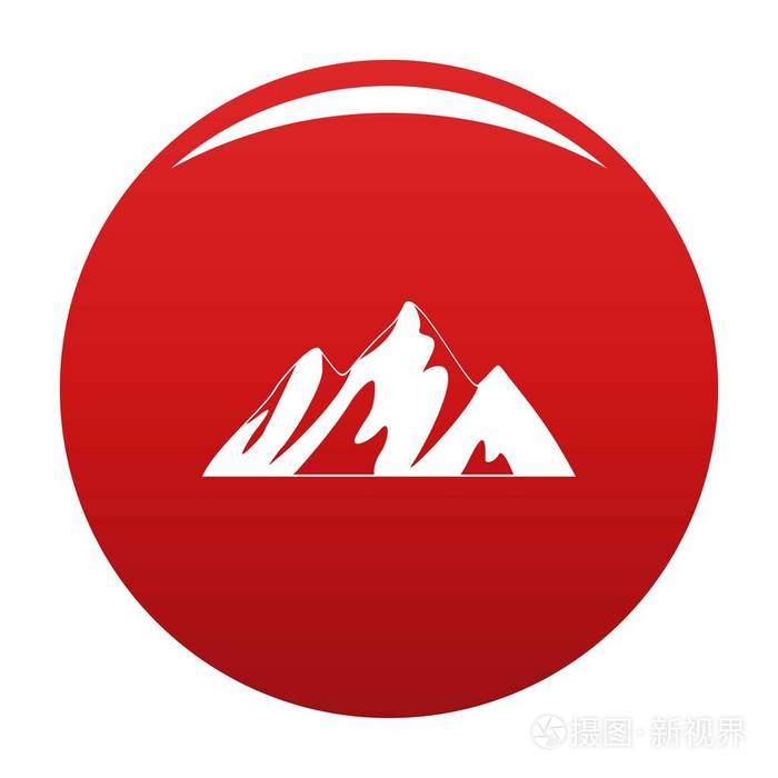 山顶的山图标向量红色