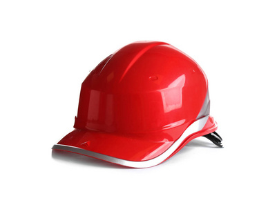 白色背景的安全帽。建筑工具