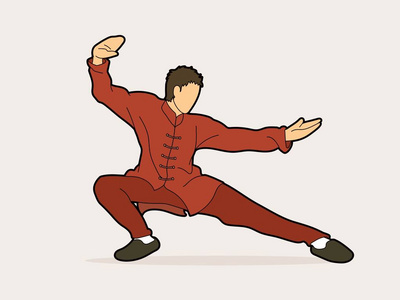 男子功夫姿势准备打图形矢量照片