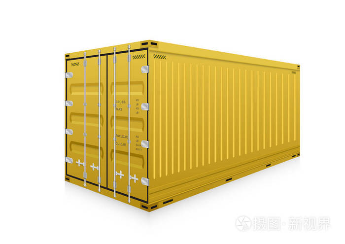货物集装箱或运输集装箱的矢量,用于在白色背景下隔离的物流和运输