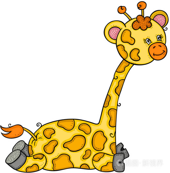 可伸缩矢量表示一个可爱的小长颈鹿元素用于设计插图隔离在白色背景上