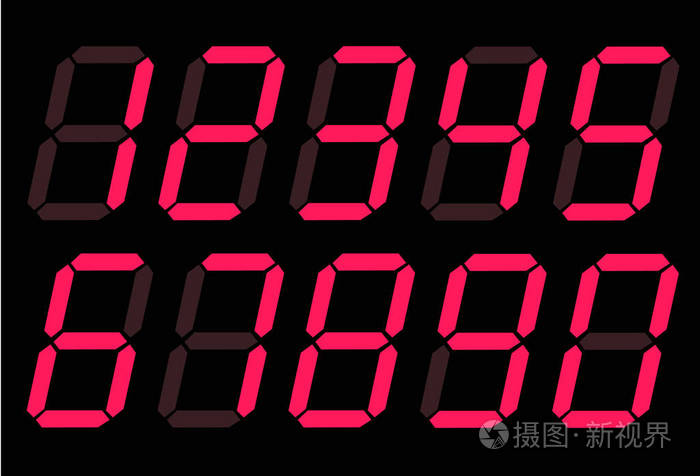 白色背景上的红色数字09. 平的风格.
