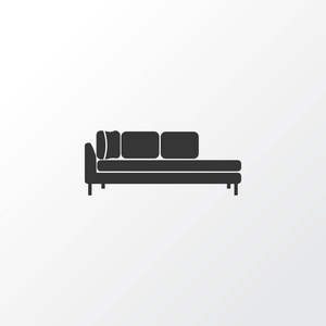 沙发床图标符号。时尚风格的优质隔离双人元件